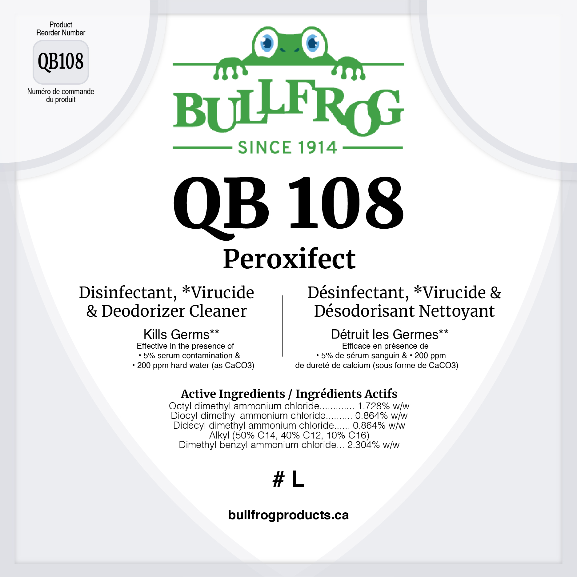 QB 108 Front Label image and 1L squeeze bottle image